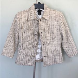 Carole Little Petite White Tweed Blazer P/S